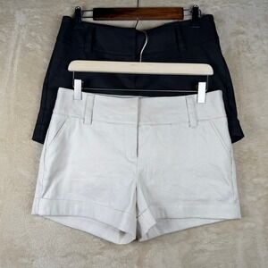 Express Low Rise Linen Blend Cuffed Shorts Lot of 2 Black & Warm Stone Sz 6 NWT